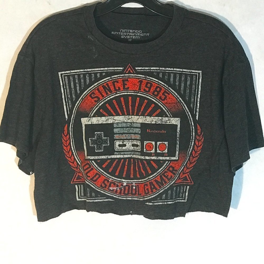 Nintendo NES Video Game Gamer Beach Surf Tank Crop Top Short Sleeve T Shirt